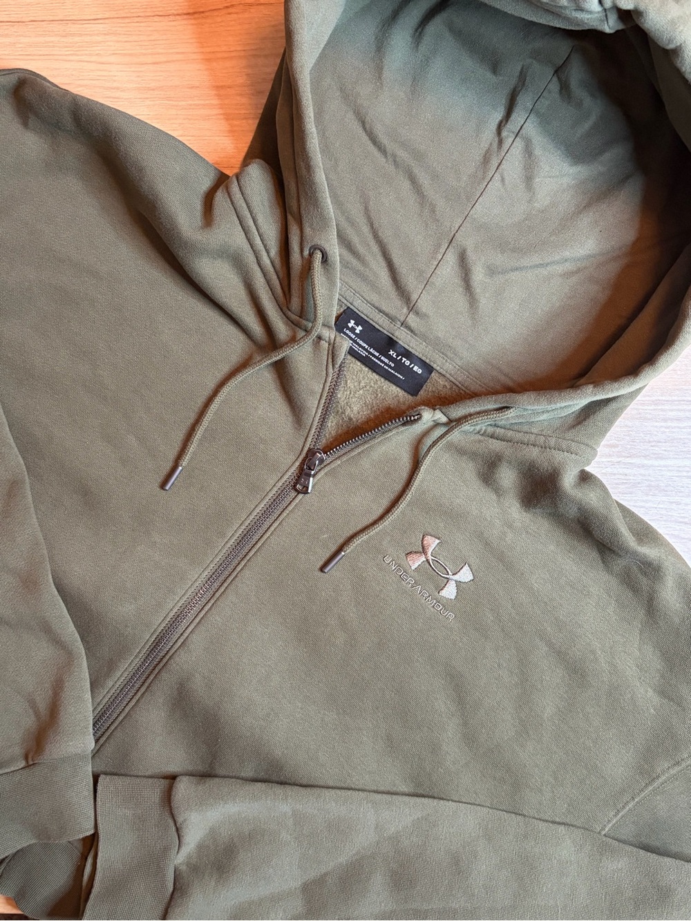 Under Armour Womens Olive Green Crop Loose Fit Zip Hoodie XL